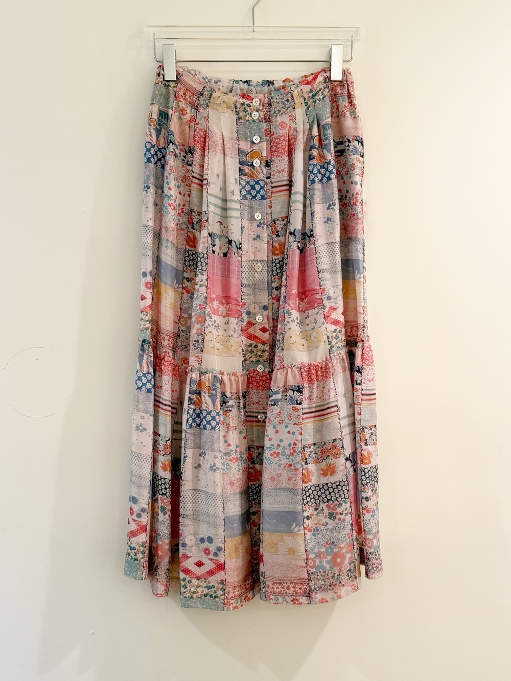 Raquel Allegra Allegra Garden Diary Patchwork Print Midi Skirt - Picture 3 of 13